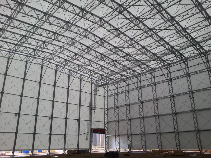 Construction de batiment stockage industriel structure metallo textile toile tendue ferrari ACS production