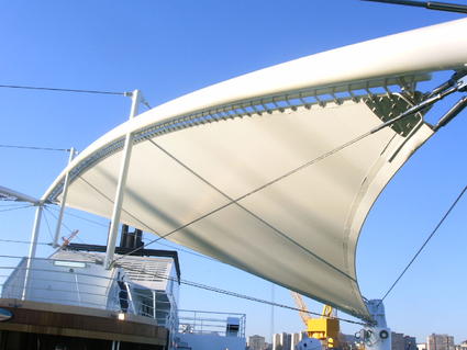Fabric architecture for outdoor areas by ACS Production shade sails awnings canopies