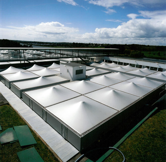 Protection de station d'épuration en toile PVC par ACS Production Protection de l'environnement