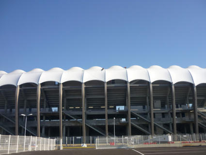 Furriani Corsica football stadium 1 textile architecture for tribune cover ACS Production