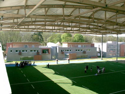 Fabric architecture for multi sports playgrounds by ACS Production Sun shade Tetile Architecture with Ferrari fabric