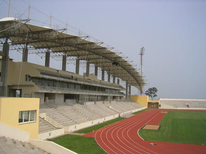 Fabric architecture, textile architecture on a football stadium tribune in Malabo-Equatorial Guinea by ACS Production stadium stand cover